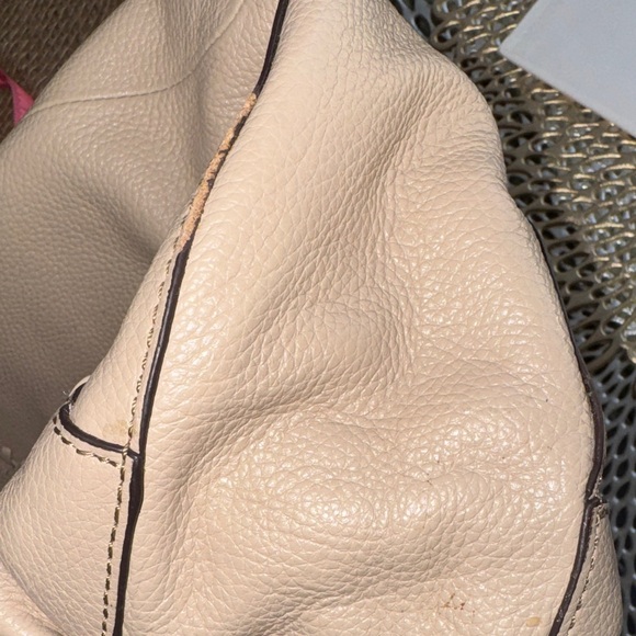 orYANY Taupe Leather Hobo Bag with Gold Details and whipstitching - Picture 12 of 13
